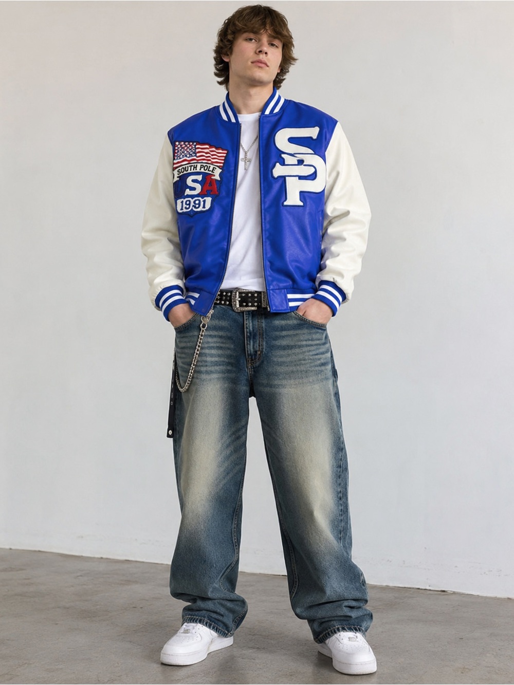 Southpole USA 1991 Faux Leather Varsity Jacket Y2K Streetwear